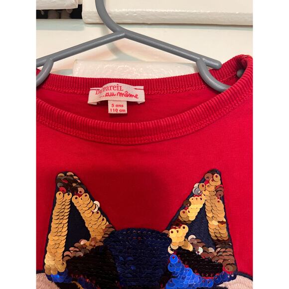 Du Pareil Au Meme French sequin wolf boys shirt sz 5 110cm - Picture 2 of 3